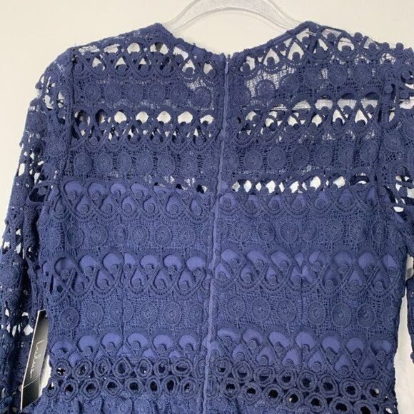 Lulu’s Love you Lots Navy Blue Lace Crochet Mini Dress Size M NWT - Picture 8 of 10